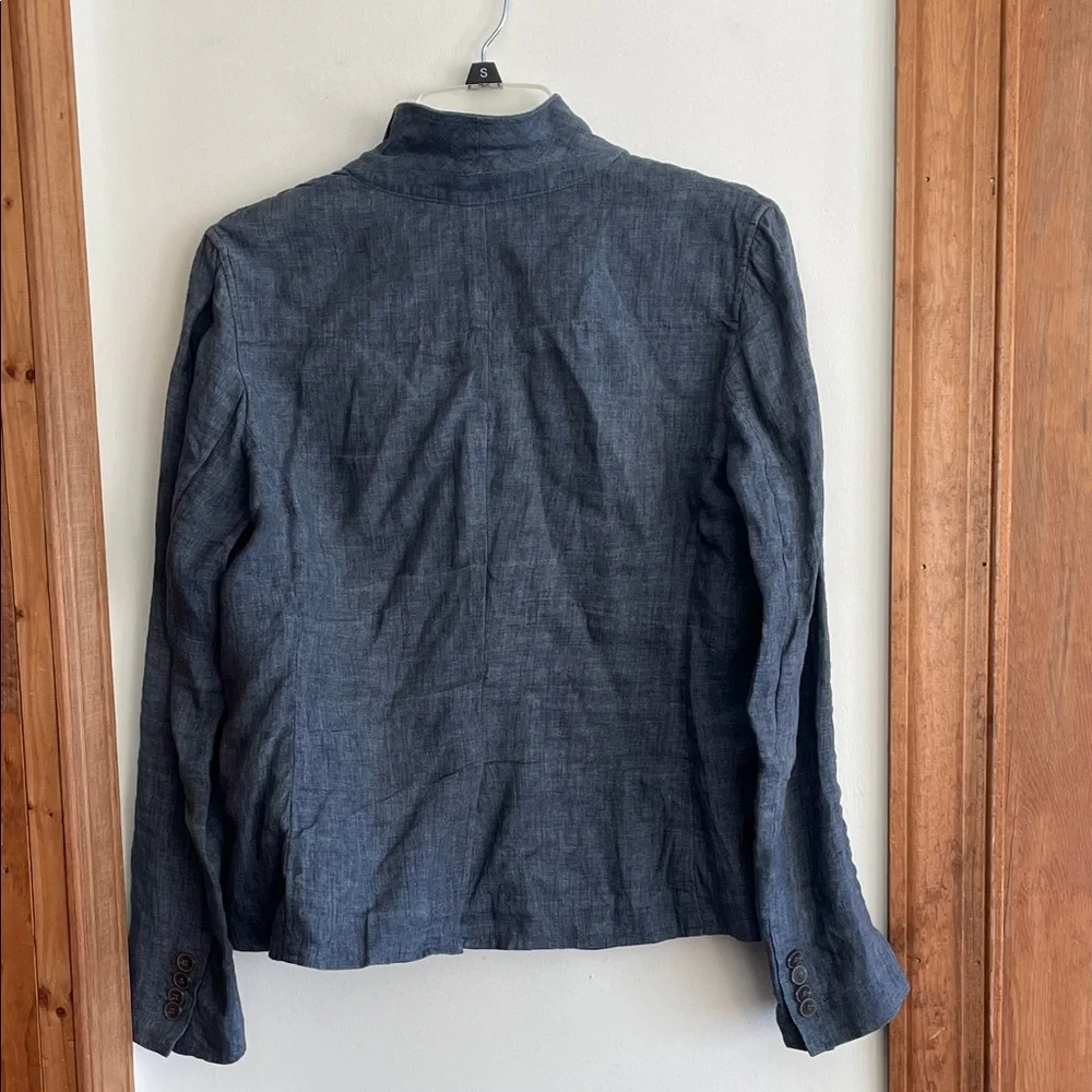 TALBOTS Women's Blue Chambray Linen Unlined Blazer 10 - Picture 12 of 16